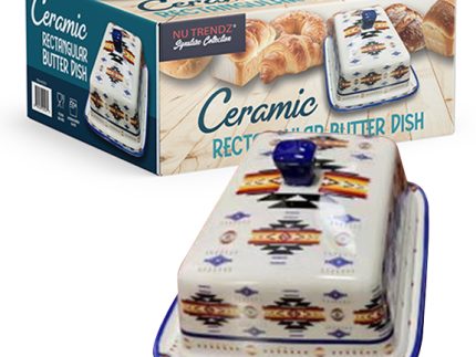 Nu Trendz Ceramic Butter Dish, Rectangular Shape, 7.25" size