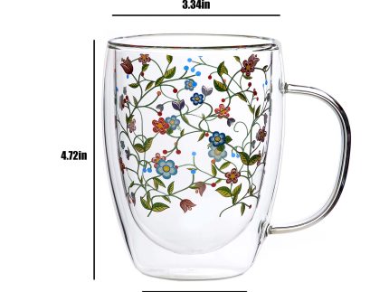 Nu Trendz 11 oz Glass Mug ( Borosilicate Double Walled)
